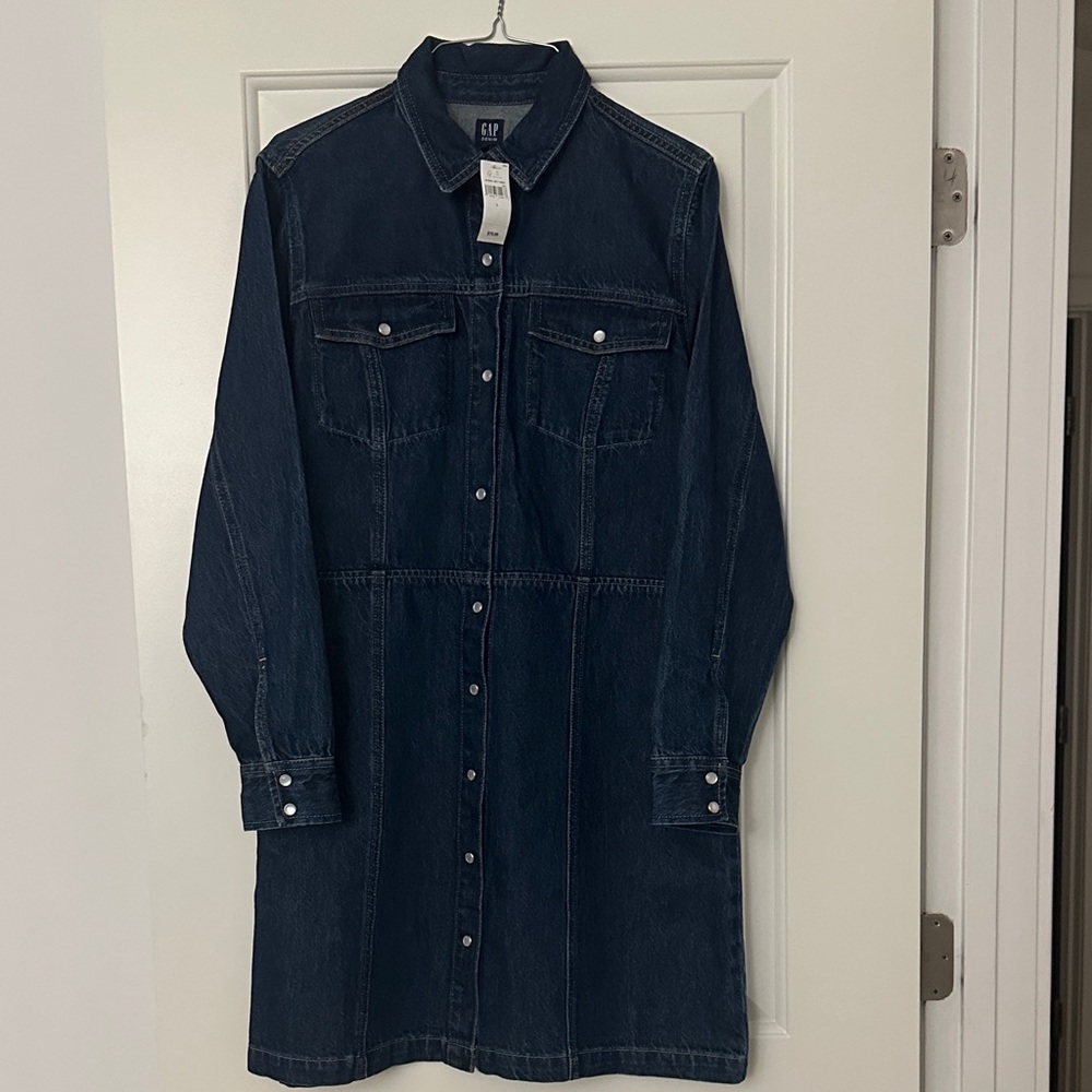 GAP Dark Blue Long Sleeve Denim Dress